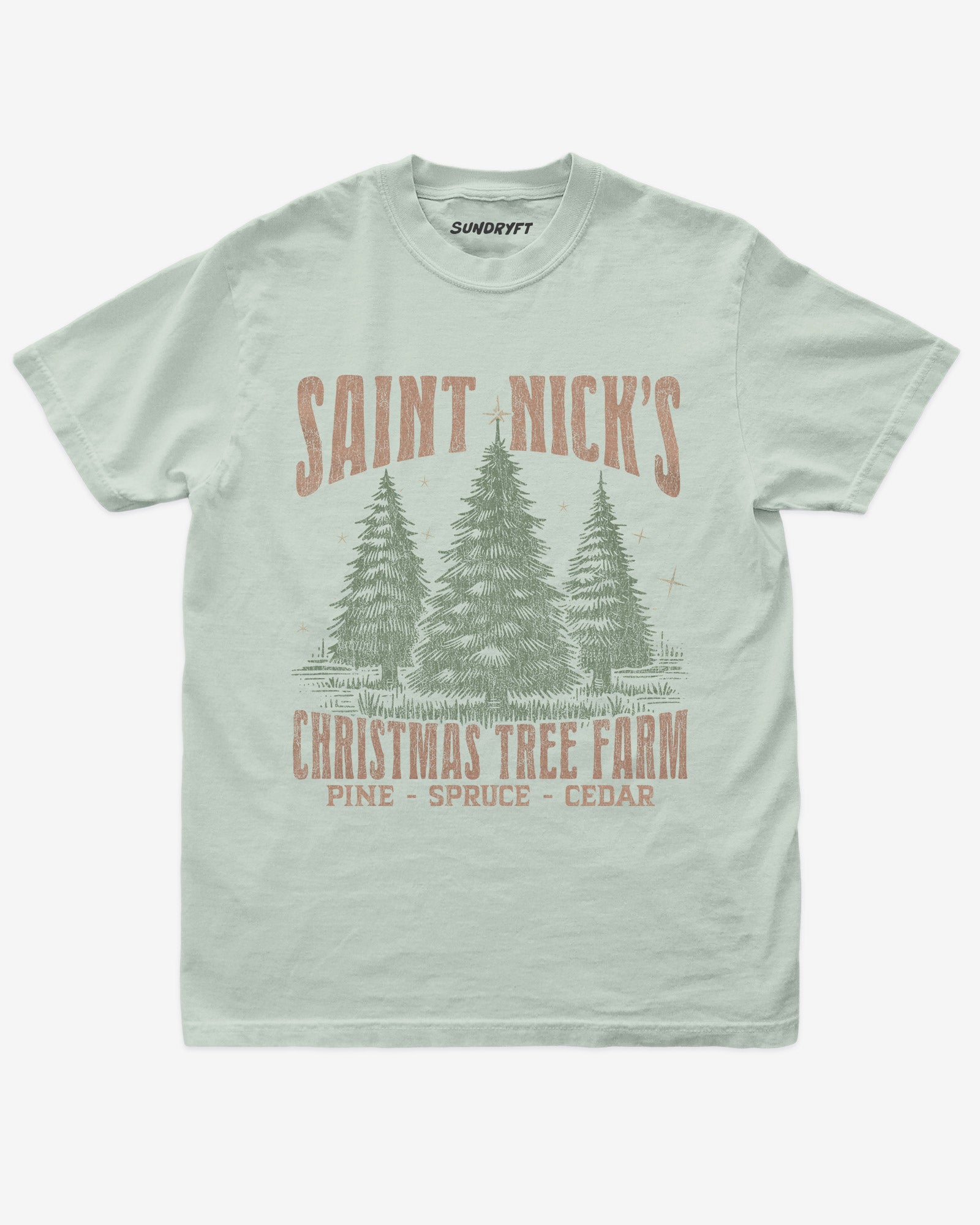 Saint Nick's Christmas Tree Farm shirt in bay color