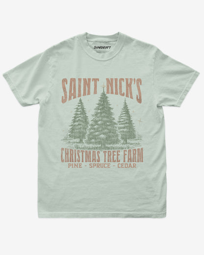 Saint Nick's Christmas Tree Farm shirt in bay color