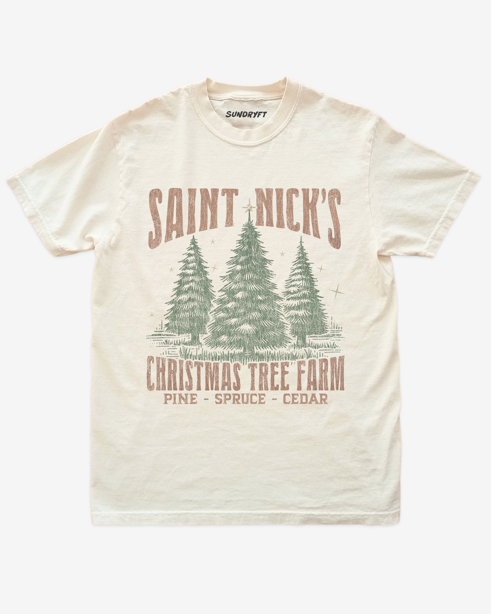 Saint Nick's Christmas Tree Farm shirt in ivory color