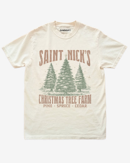 Saint Nick's Christmas Tree Farm shirt in ivory color