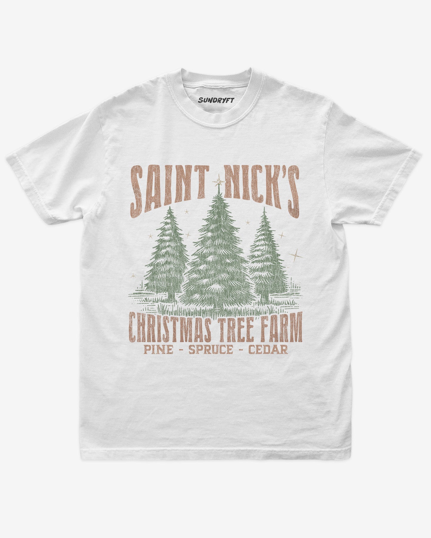 Saint Nick's Christmas Tree Farm shirt in white color