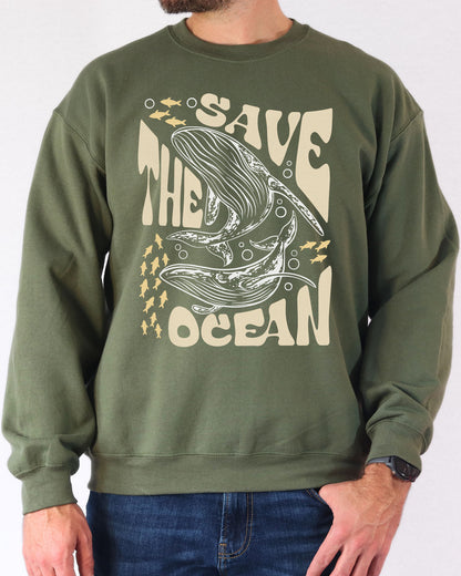 Save The Ocean Sweatshirt - Military Green