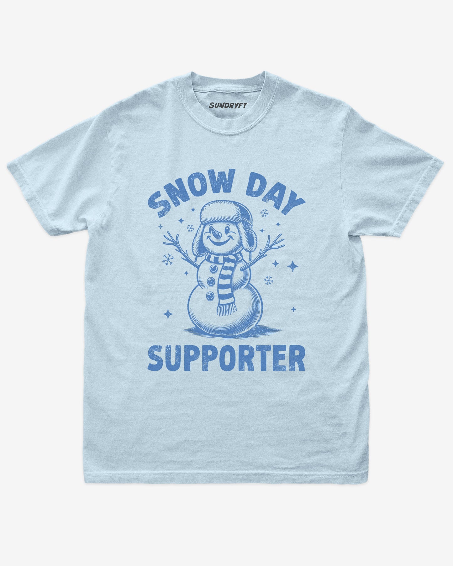 Snow Day Supporter shirt in chambray with snowman graphic