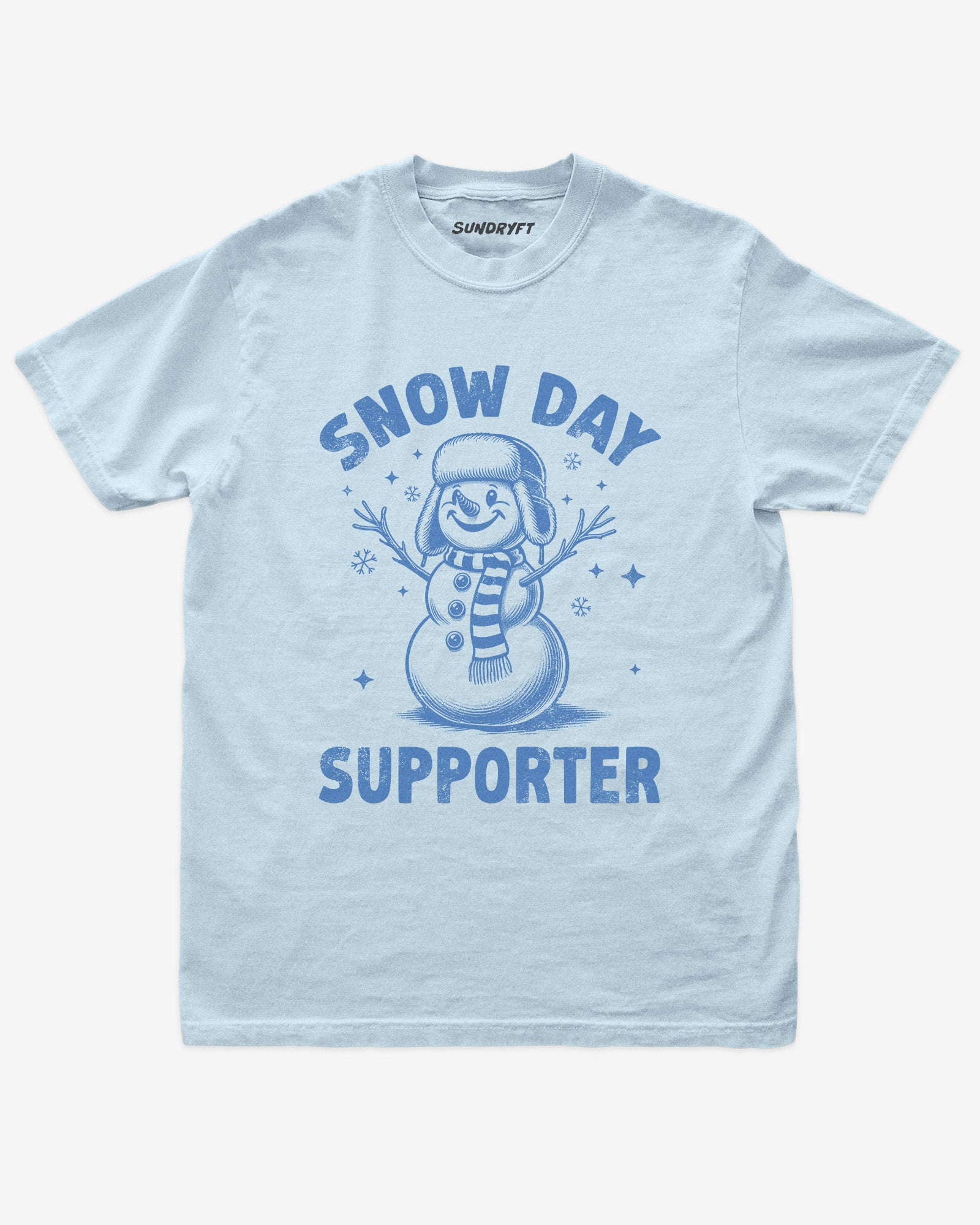 Snow Day Supporter shirt in chambray with snowman graphic
