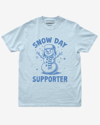Snow Day Supporter shirt in chambray with snowman graphic