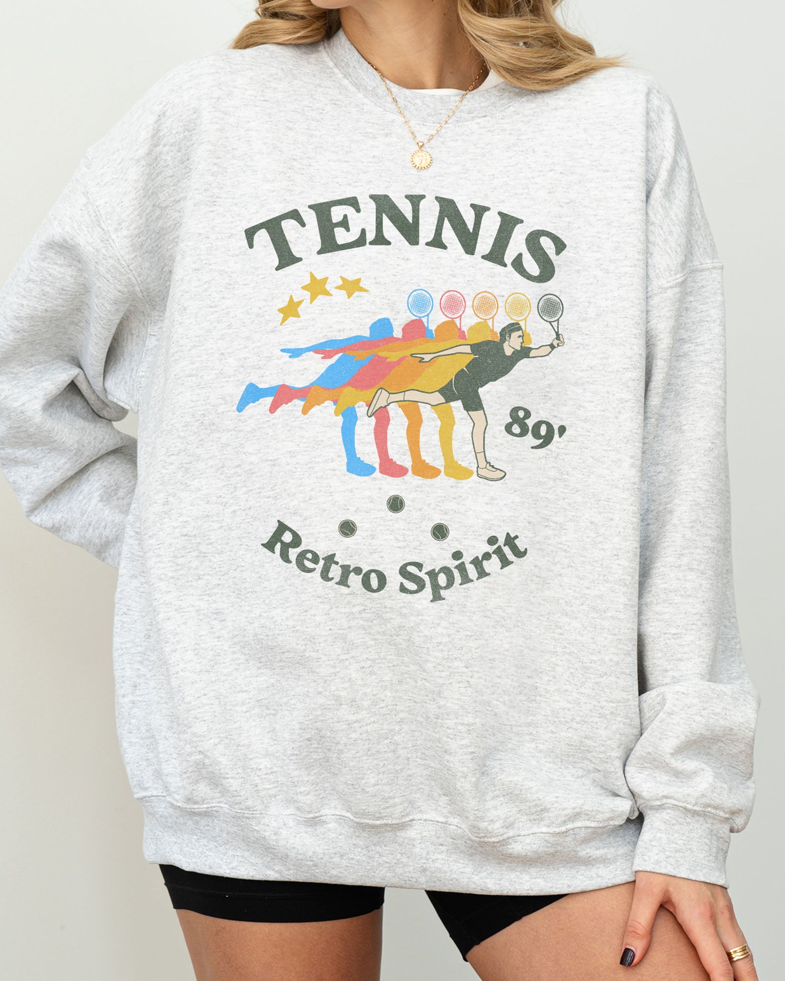 Tennis Retro Spirit Sweatshirt - Ash Close-Up