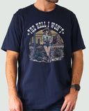 The Hell I Won't Shirt navy blue color tee with retro cowgirl graphic