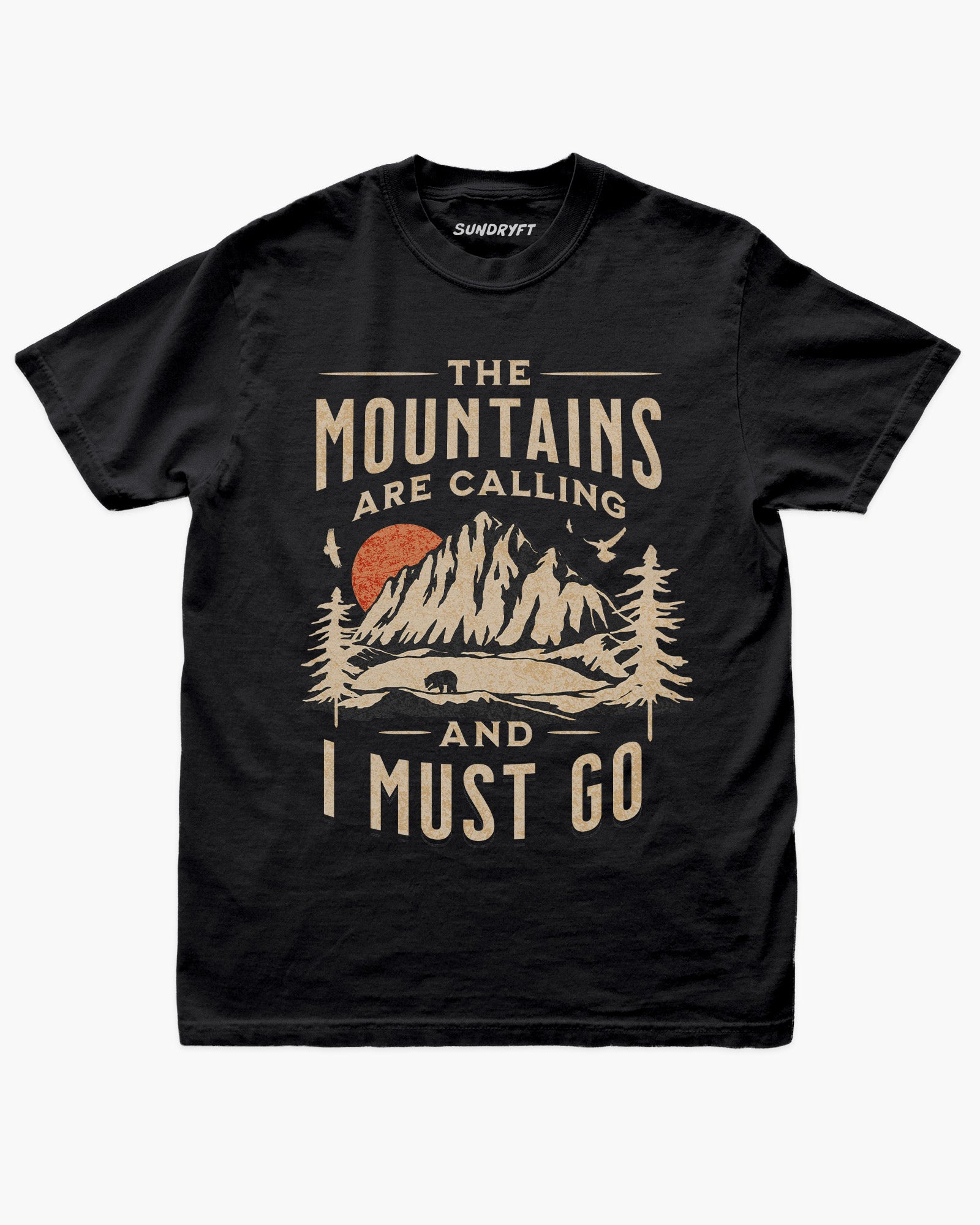The Mountains Are Calling And I Must Go shirt in black