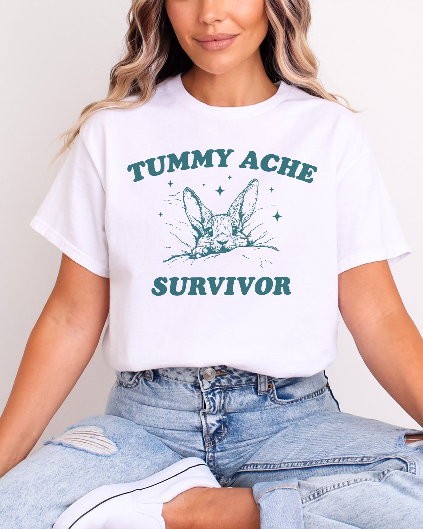 Tummy Ache Survivor Shirt in white color