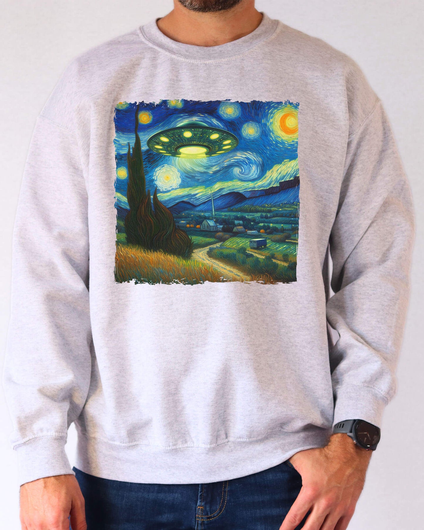 UFO Starry Night Sweatshirt - Ash