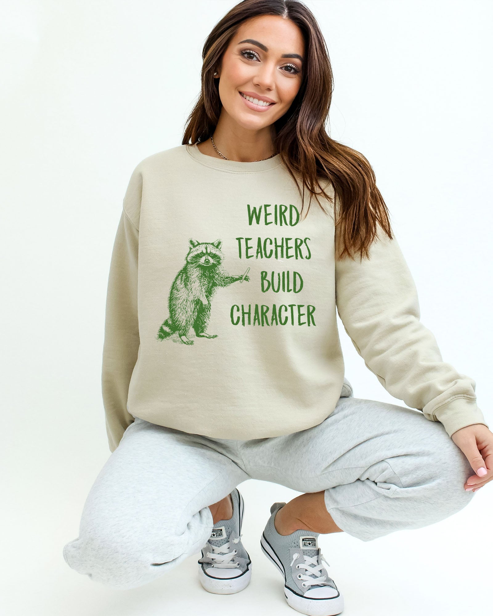Weird Teachers Build Character Sweatshirt - Sand