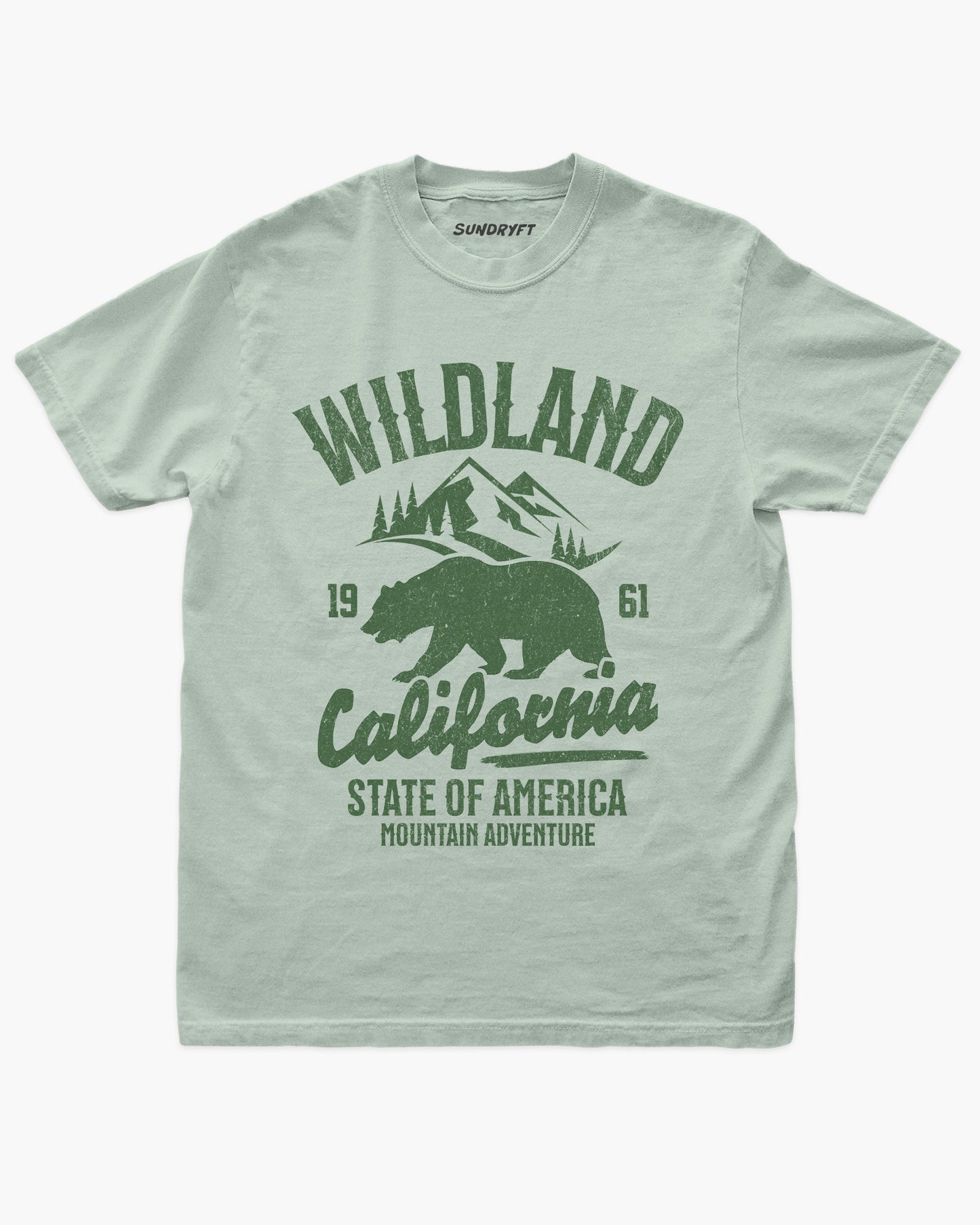 Wildland California shirt in bay with retro distressed bear and mountains graphic