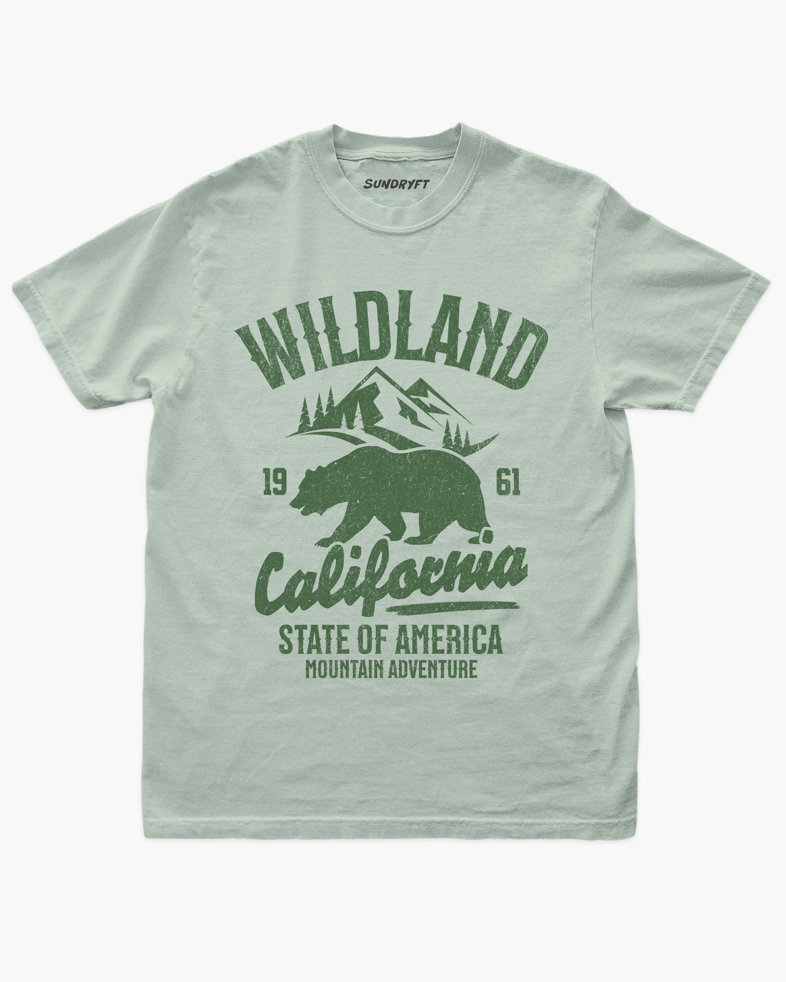 Wildland California shirt in bay with retro distressed bear and mountains graphic