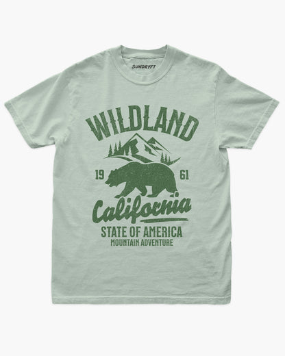 Wildland California shirt in bay with retro distressed bear and mountains graphic